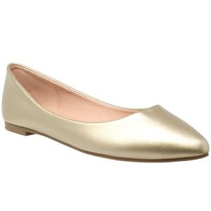 GOLD METALLIC POINTED TOE BALLET FLAT
